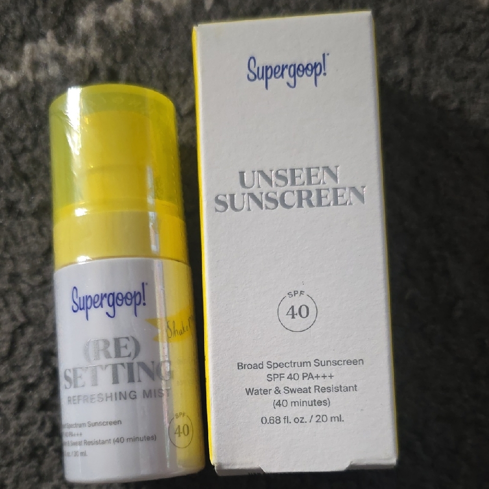 Supergoop! Unseen Sunscreen & Setting Mist Duo — Yellow and White